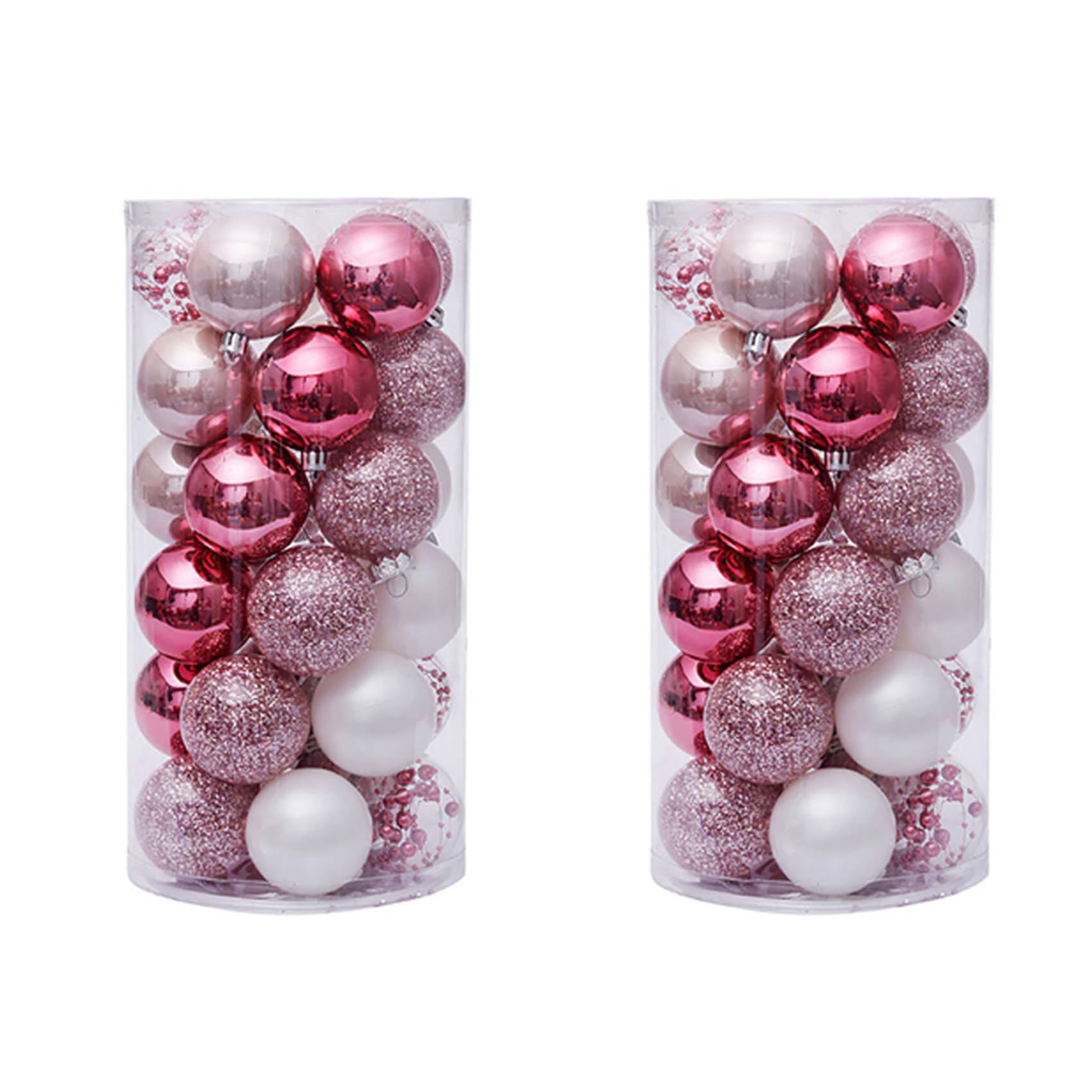 Boules de Noël incassables haut de gamme rose pastel | Set de 60 suspensions
