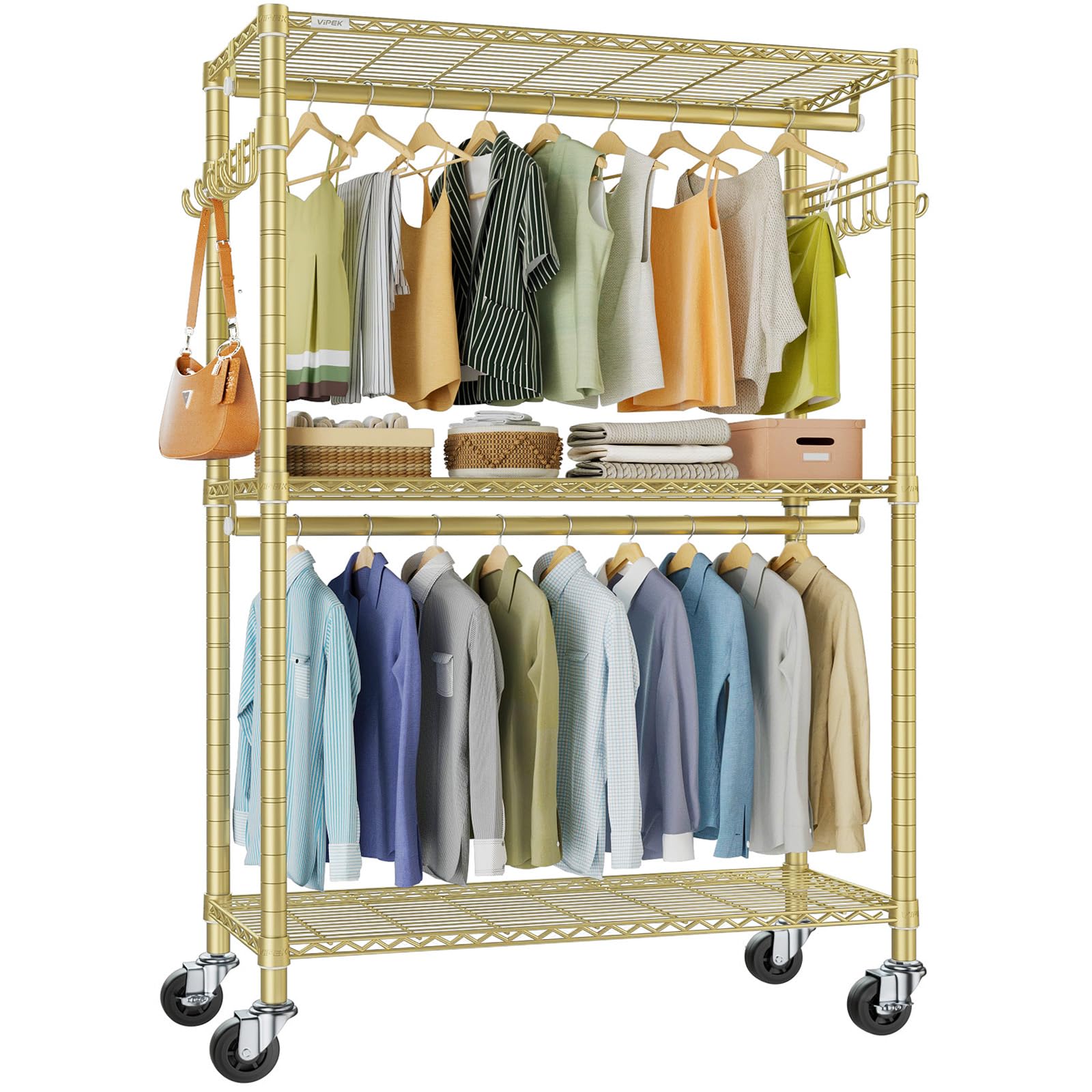 VIPEK R2 Plus Rolling Clothes Rack Heavy Duty Closet for Hanging Clothes