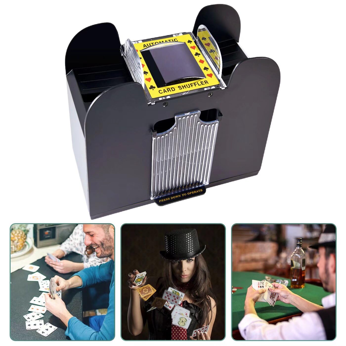 Automatyczna tasownica do kart z 6 taliami, zasilanie bateryjne, elektryczna tasarka kart kasynowych do UNO, blackjacka, Texas Hold'em, domowych gier karcianych