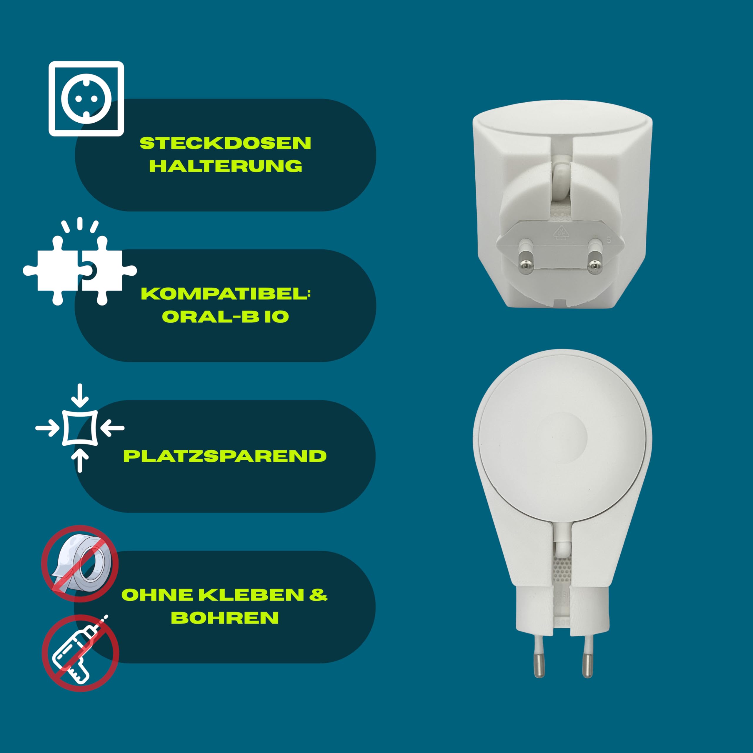 Wandhalterung Halter für elektrische Zahnbürsten Oral-B IO 7, 8 , 9 in schwarz