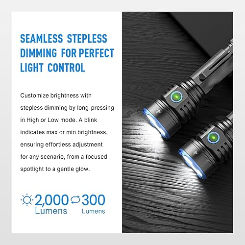 Miniatura 5 de RECHOO Linterna recargable, 1 paquete, linternas recargables superbrillantes de alto lúmenes, 3 modos de iluminación ajustables con 7 linterna LED