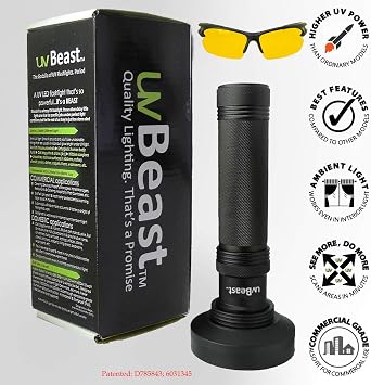uvBeast V1 385-395nm Black Light UV Flashlight, High Power, 100 LED
