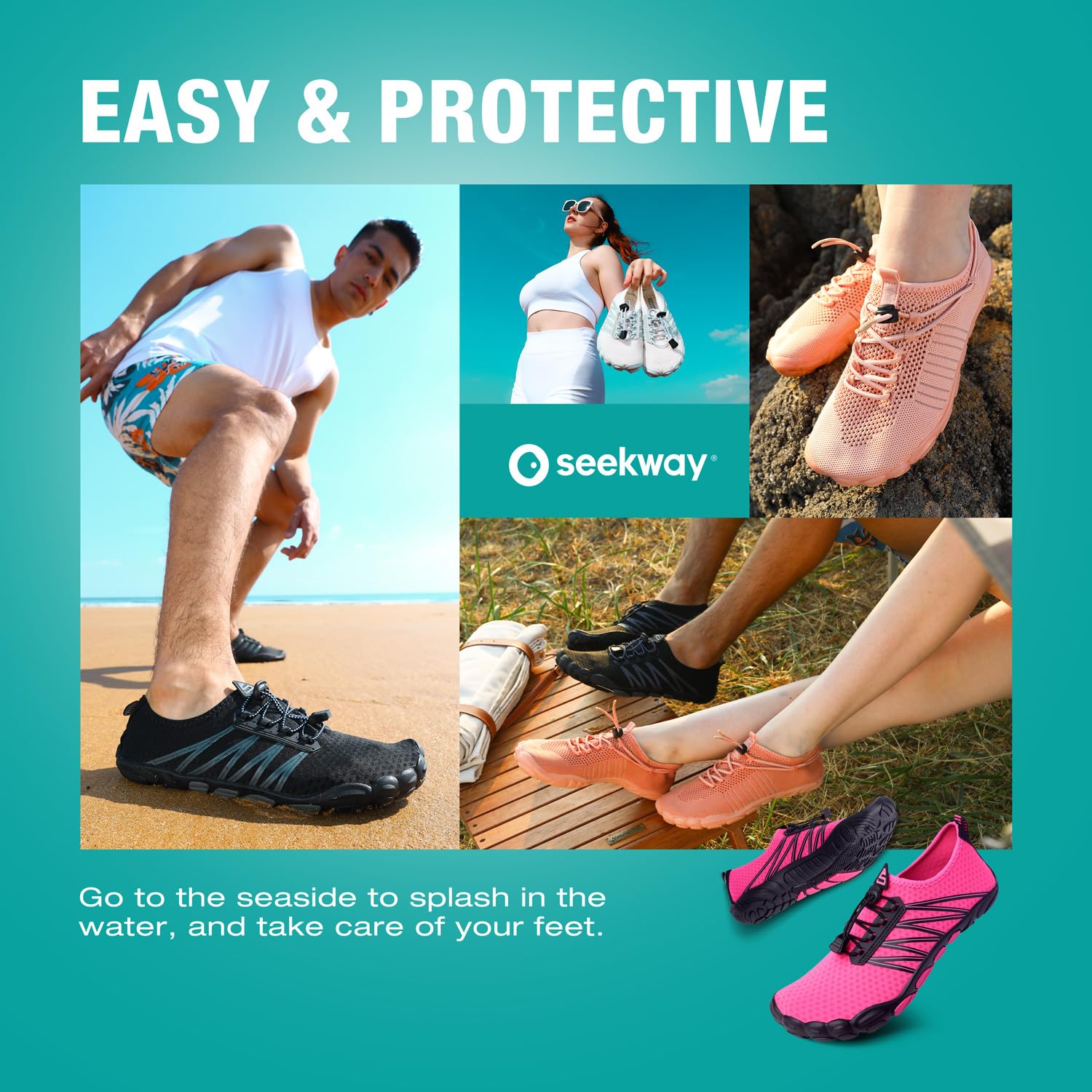 SEEKWAY Zapatos de Agua Hombre Mujer Adulto Calcetín de Secado Rápido Descalzo para Playa Nadar Río Piscina Lago Senderismo Kayak Surf SP001