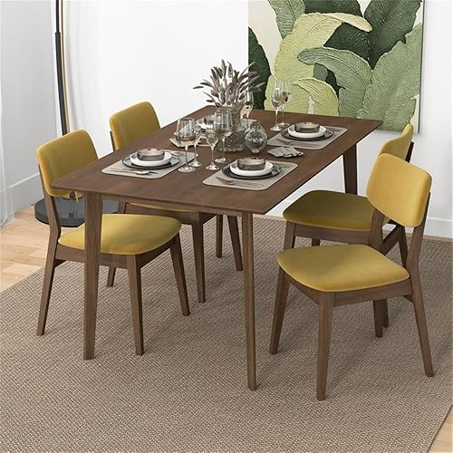Miniatura 6 de Aria Mid Century Velvet - Silla de comedor y cocina en color amarillo oscuro (juego de 2)