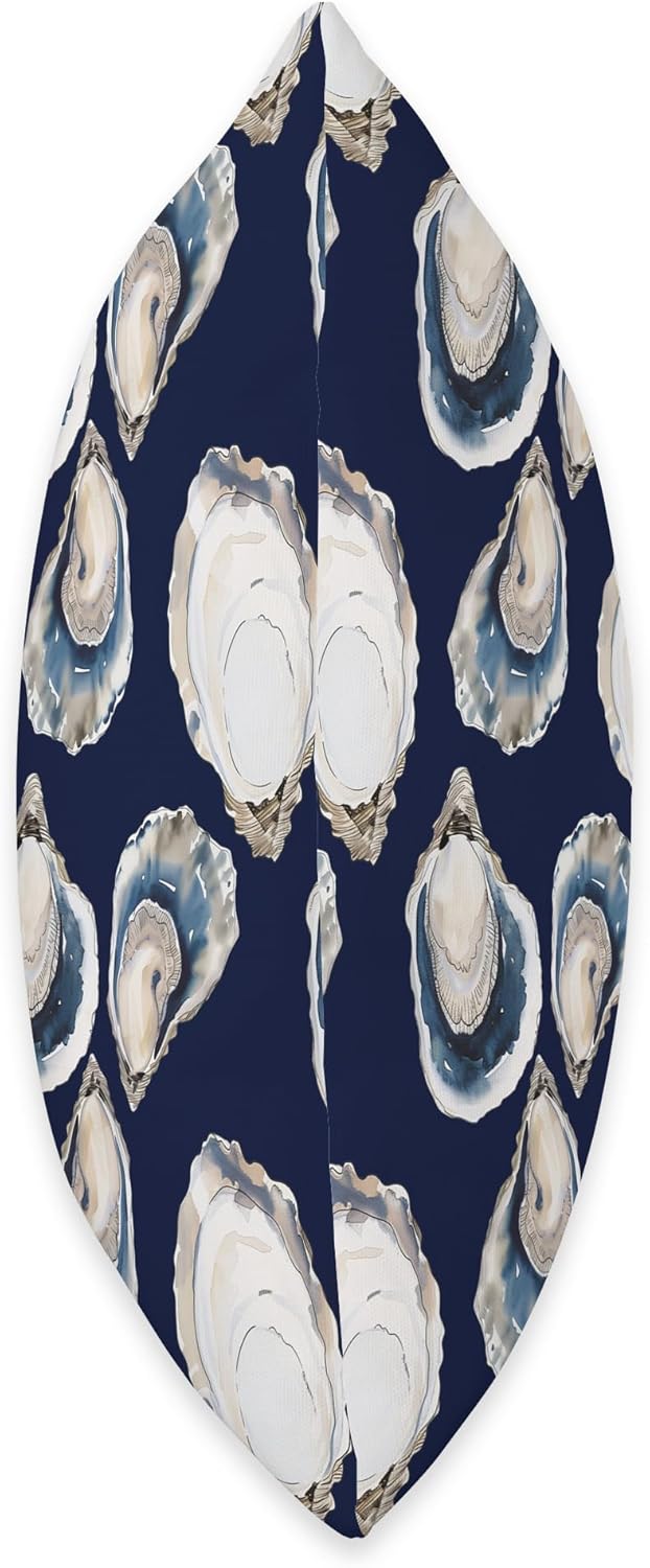 Navy Blue and Tan Oyster Half Shell Coastal Theme Design Throw Pillow
