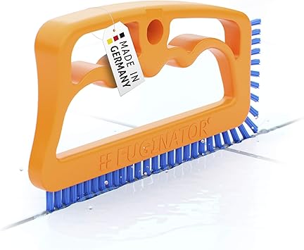 Fuginator Scrub Brush for Tile and Grout: Stiff Nylon Bristle Scrubbing Brush - Bathtub and Shower Scrubber for Floor Joints and Tile Seams - Cleaning Brush (Orange/Blue)