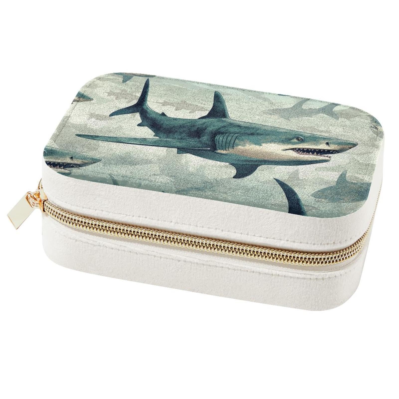Shark Jewelry Box Portable Travel Jewelrys Organizer Case Earrings Rings Necklaces Display Storage Holder Boxes for Women Girls Bridesmaid Gifts