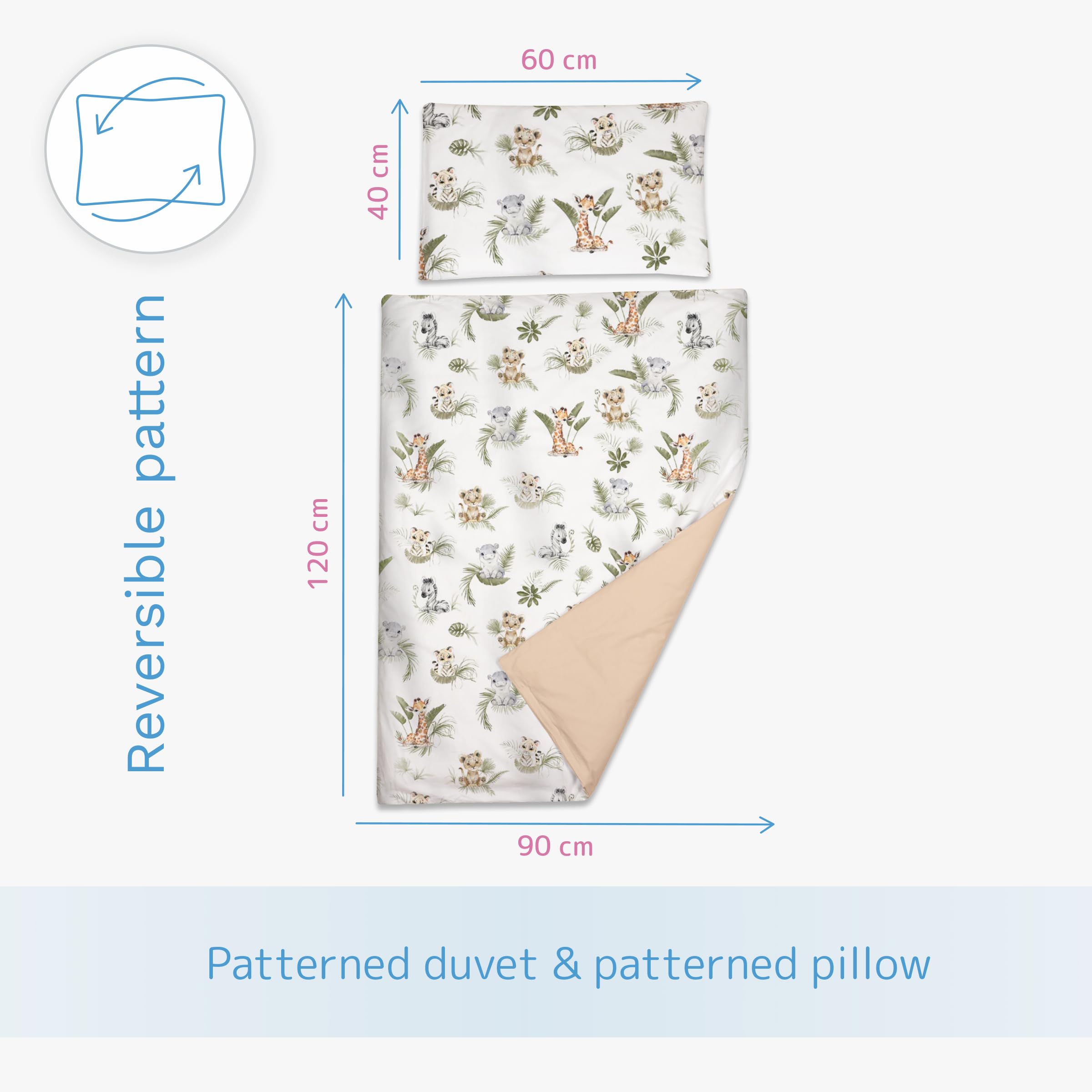 Baby Comfort 2-Piece Toddler Duvet & Pillow Set, 120x90 cm, 100% Cotton Breathable Fabric - Image 4