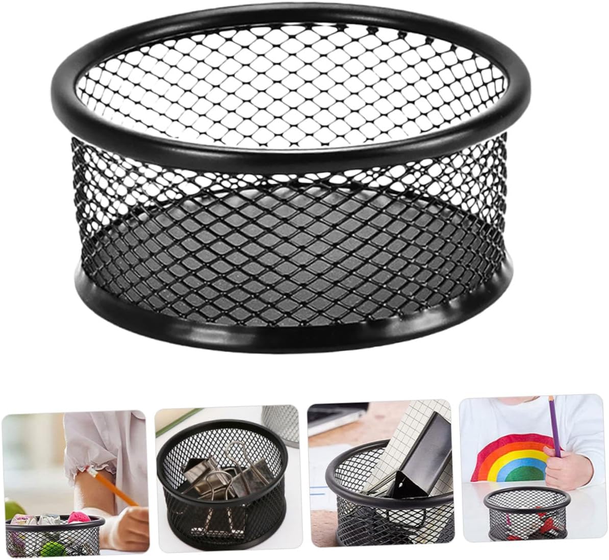 Ipetboom 3pcs Metal Paper Clip Holder Stackable Mesh Binder Clip Dispenser Organizer for Desk Classroom Office School Home Supplies Black Iron Construction Space-saving Design