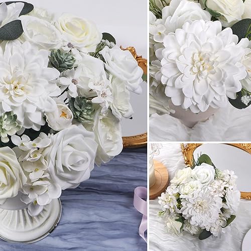 Miniatura 7 de Juego de flores artificiales, flores combinadas para bricolaje, ramos de boda, centros de mesa, arreglos de fiesta, baby shower, decoración del hogar