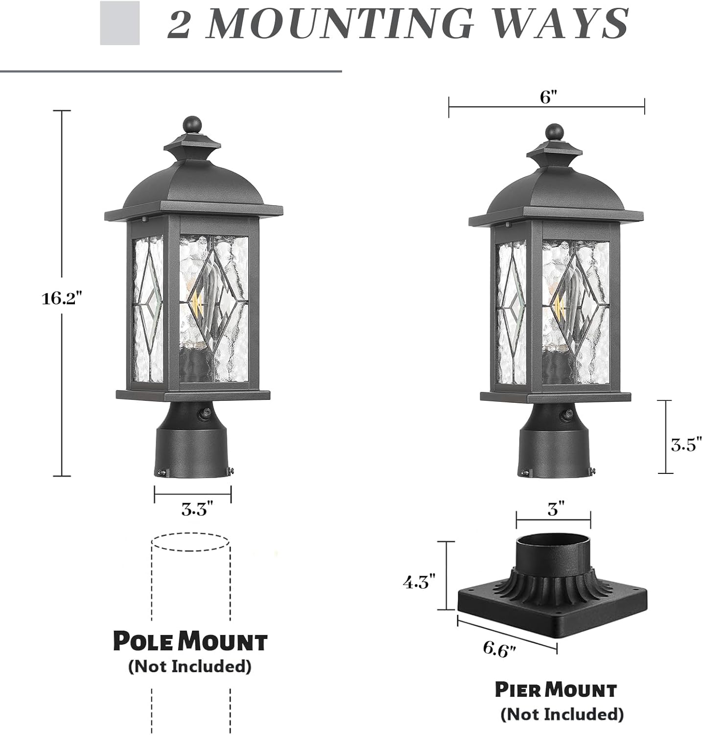 Dusk to Dawn Outdoor Post Lights Waterproof Aluminum Lamp Post Light Fixture Black Pole Lights Outdoor for Yard Patio Pathway Garden