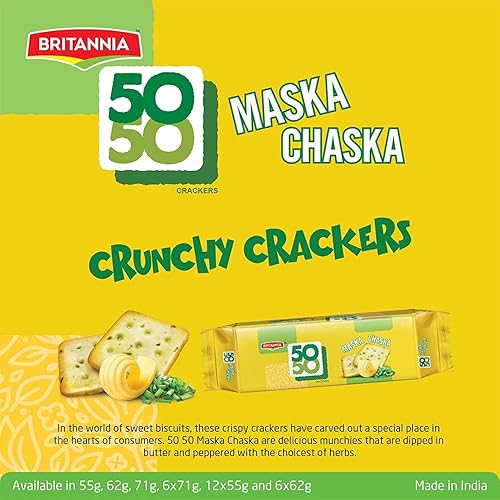 Miniatura 4 de Britannia Crackers 50 50 Maska Chaska Biscuit 13.12oz (372g) - Sumergido en mantequilla y con pimienta - Deliciosas, ligeras y crujientes galletas