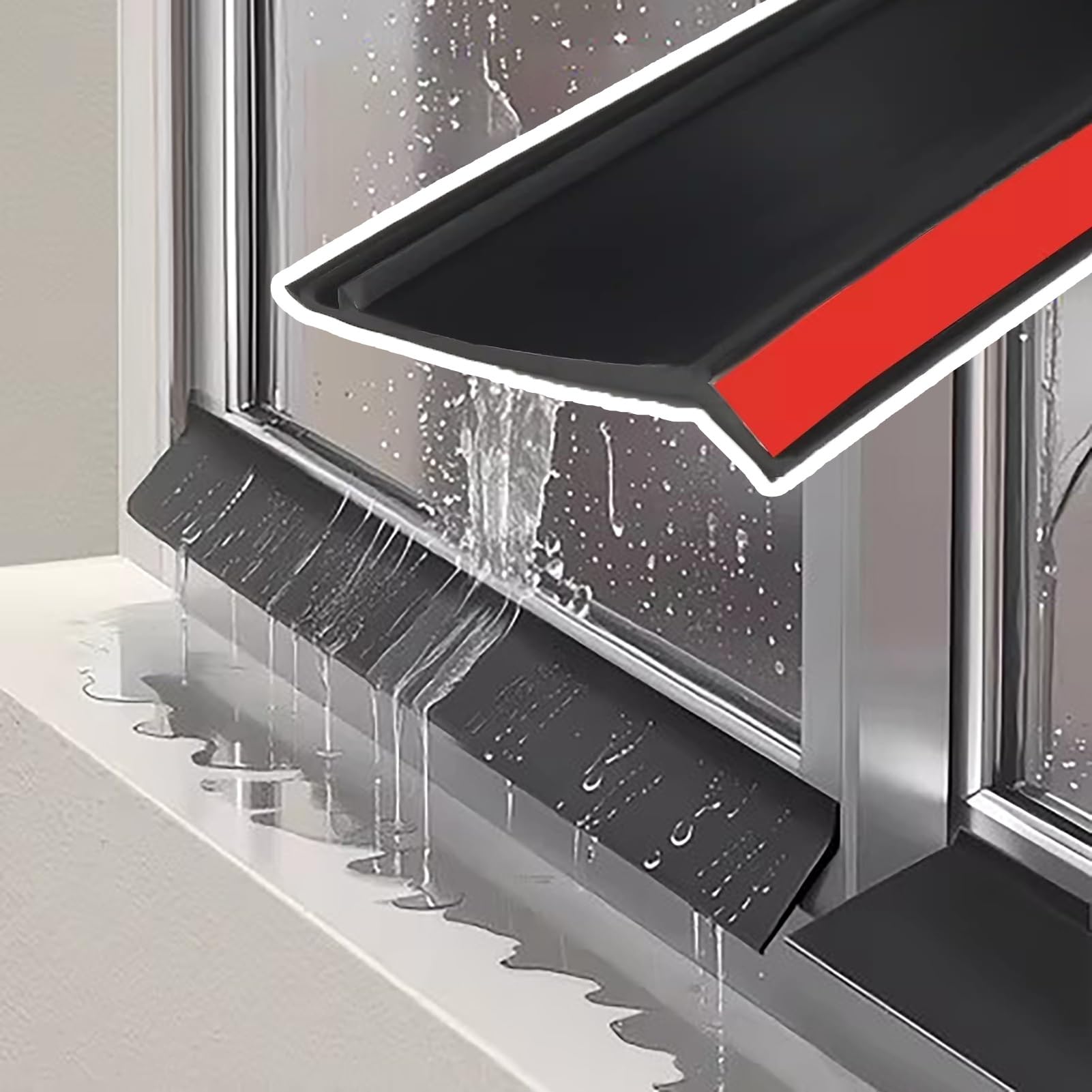 Generisch Fenster-Regenstopper, Selbstklebender Wasserschutz für Außenfenster, Flexible Türdichtung aus Gummi, 55 mm breit x 1 m lang, wasserdichter Dichtungsstreifen für effektiven Wetterschutz