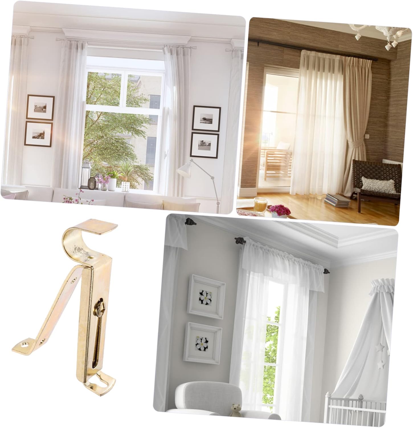 MAGICLULU 4Pcs Curtain Rod Brackets Telescopic Support Bases for Single Rods Window Dressing Hardware Easy to Install for Home and Office
