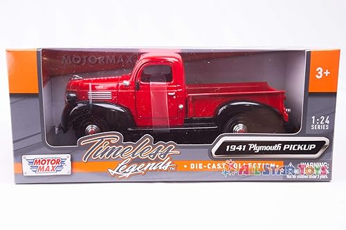 Miniatura 8 de Motormax 73278AC-RD 1 24 WB - Clásicos americanos - 1941 Plymouth Pickup (Negro), Rojo