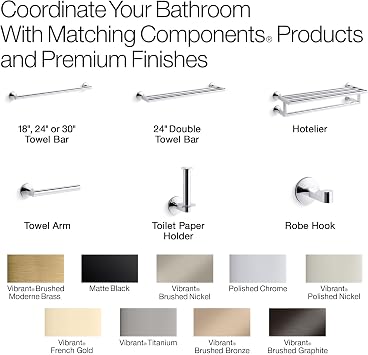 Kohler 78373-CP Components 24 Towel bar, Polished Chrome