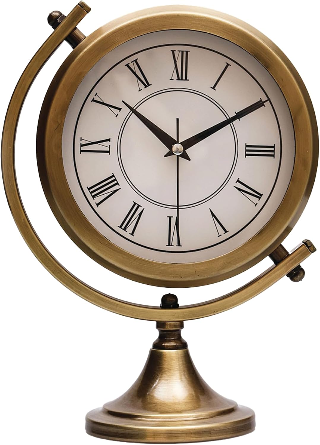muyika Mezza Vintage Gold Desk Clock 13.2" x 9.2" - Silent Non-Ticking Table Clocks for Living Room Decor, Aesthetic Home & Office Shelf Accessories, Battery Operated Modern Bedroom Display