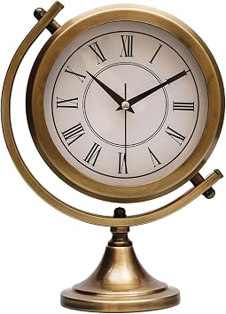 Gold Metal Masa Saati   Sessiz Mekanizma, Roma Rakaml  Dekoratif Vintage Tasar m-Mezza Gold Roma
