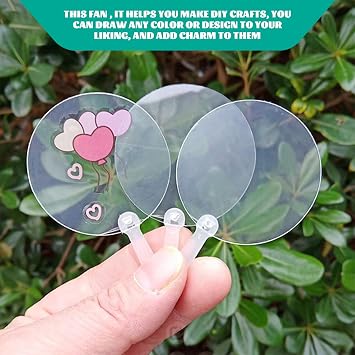 Plastic Round Handheld Fans, 100Pcs Blank Pocket Fans, Clear Plastic Hand Fan, Chinese Style for DIY Crafts