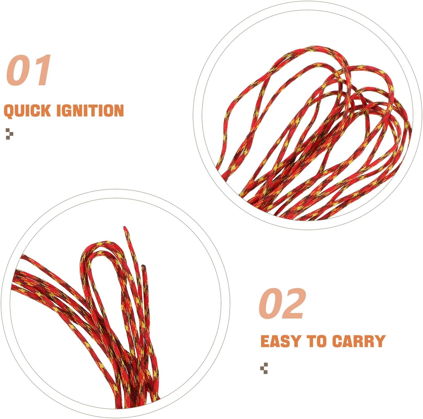 PRETYZOOM Waxed Jute Fire Starter Rope Ignition Cord for Camping BBQ Survival Outdoor Use Lightweight and Portable Fire Lighting Tool