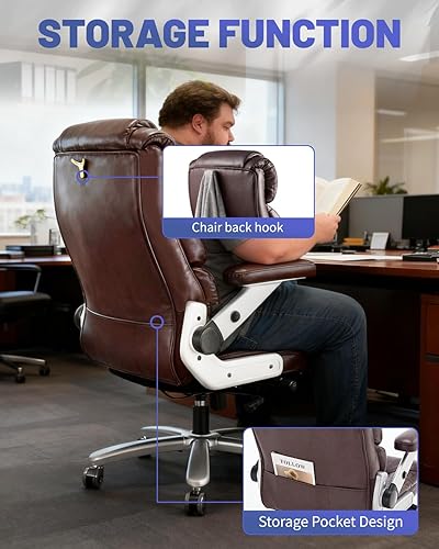 Miniatura 8 de Silla de oficina grande y alta de 800 libras para personas de gran tamaño, silla ejecutiva resistente con respaldo alto, asiento extra ancho