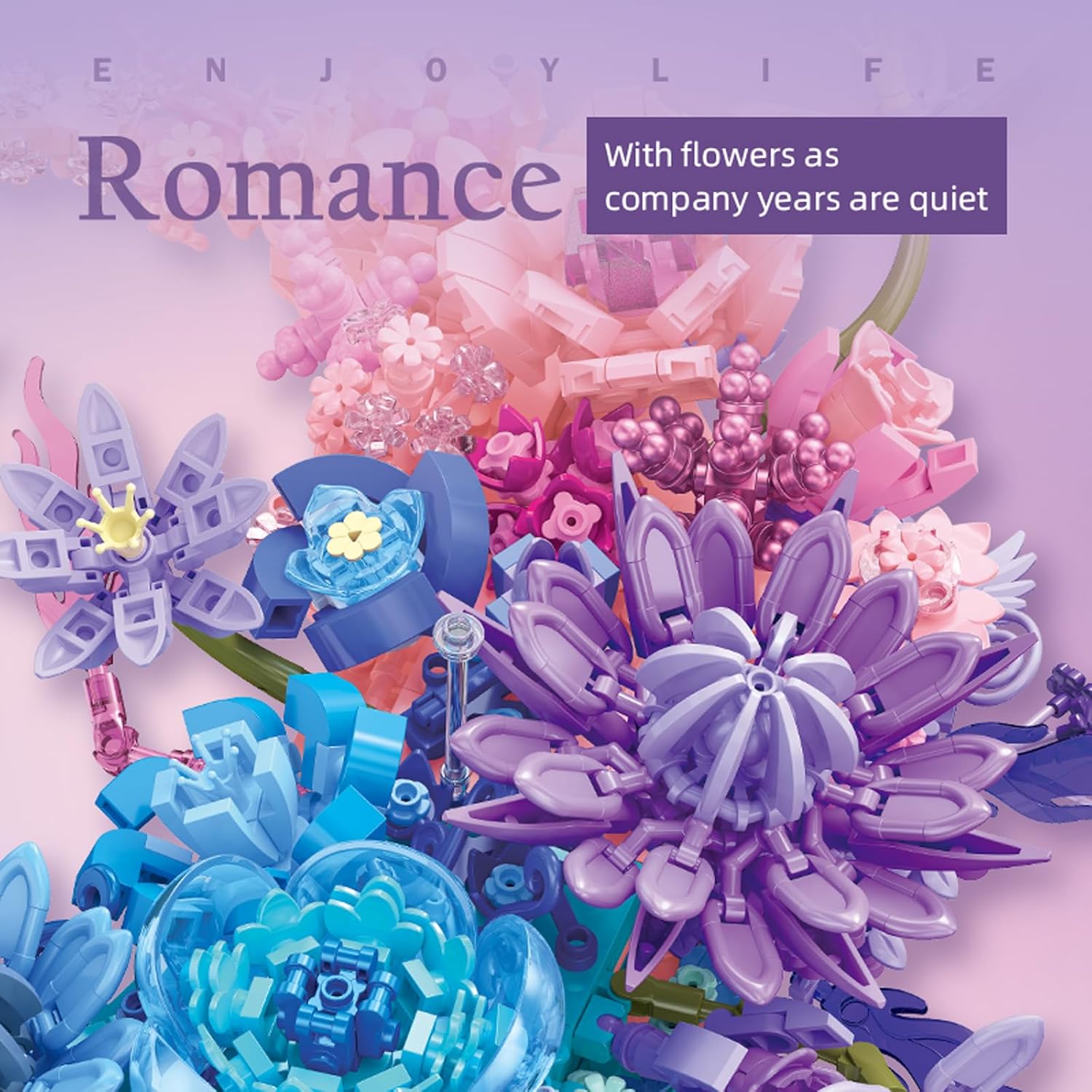 Wall Mountable Building Block Flower Set, Simulated Artificial Flowers Moon Models for Adults, Boys, Girls, Botanical Collection Crafts, Table or Wall Decor, Valentine's Day Gifts