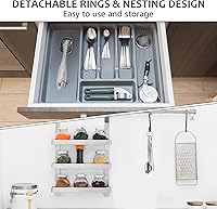 Vista 7 de Accmor Juego de 7 cucharas medidoras de acero inoxidable, herramienta de medición de anidación con nivelador, cucharada rectangular y cucharadita