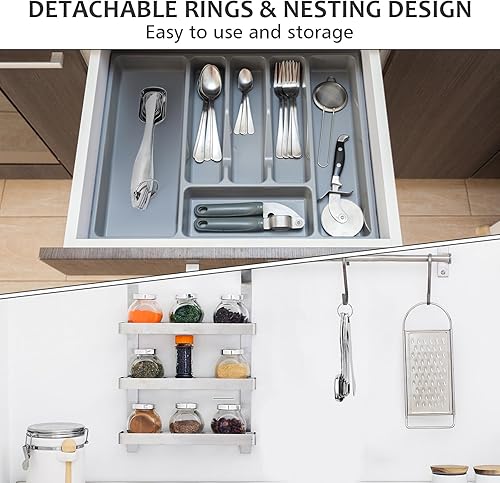 Miniatura 7 de Accmor Stainless Steel Measuring Spoons Set of 7, Nesting Measuring Tool with Leveler, Rectangular Tablespoon and Teaspoon for Baking & Cooking,