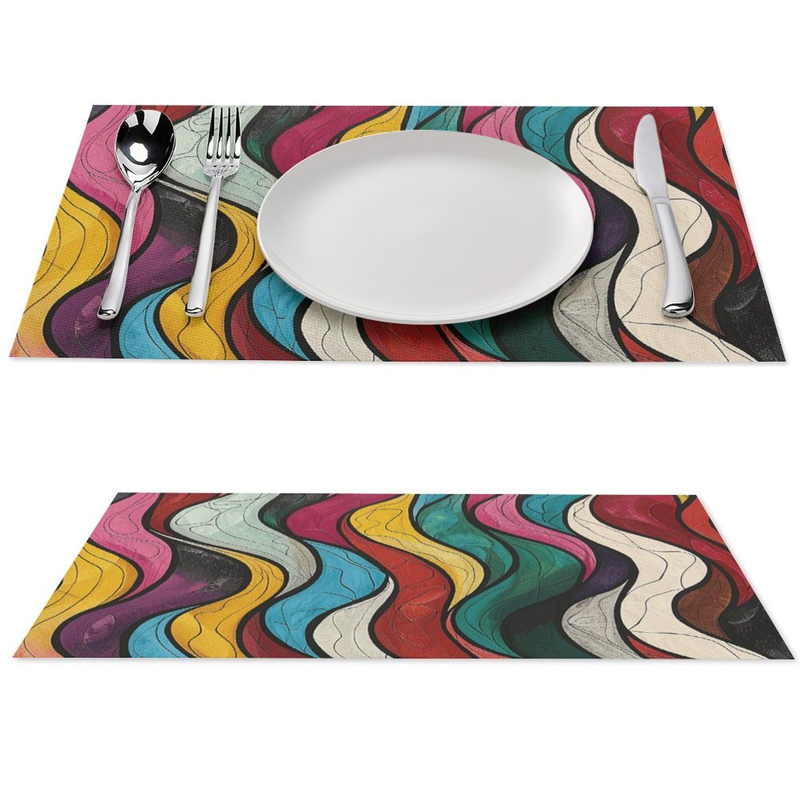 Set de table lignes ondulées de qualité supérieure en PVC lot de 6