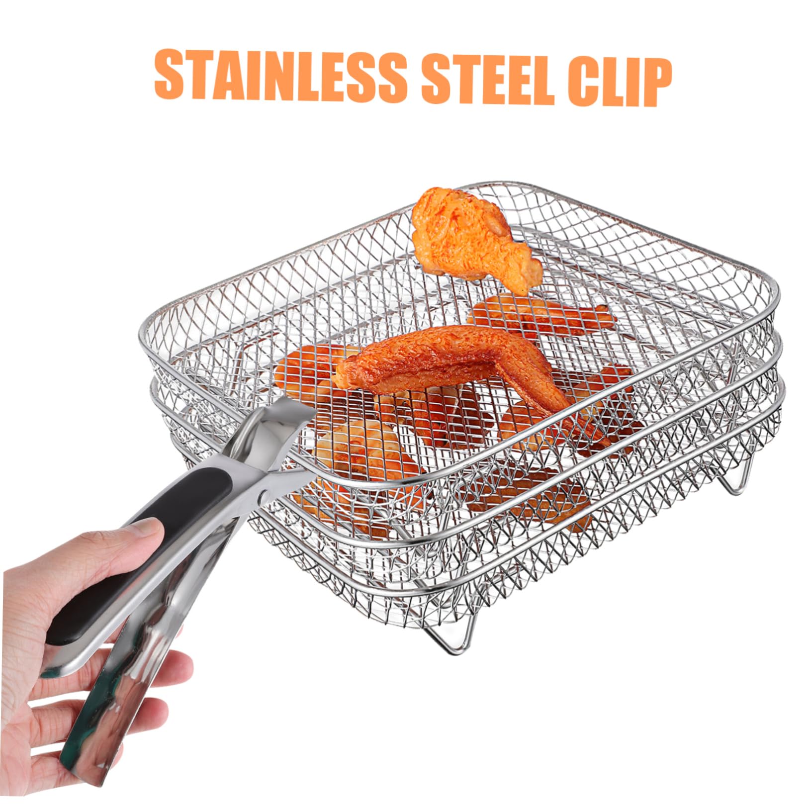 COLLBATH 3piezas Soporte para Freidoras De Aire Rejillas De Malla Rejillas Inoxidable Accesorios Air Fryer