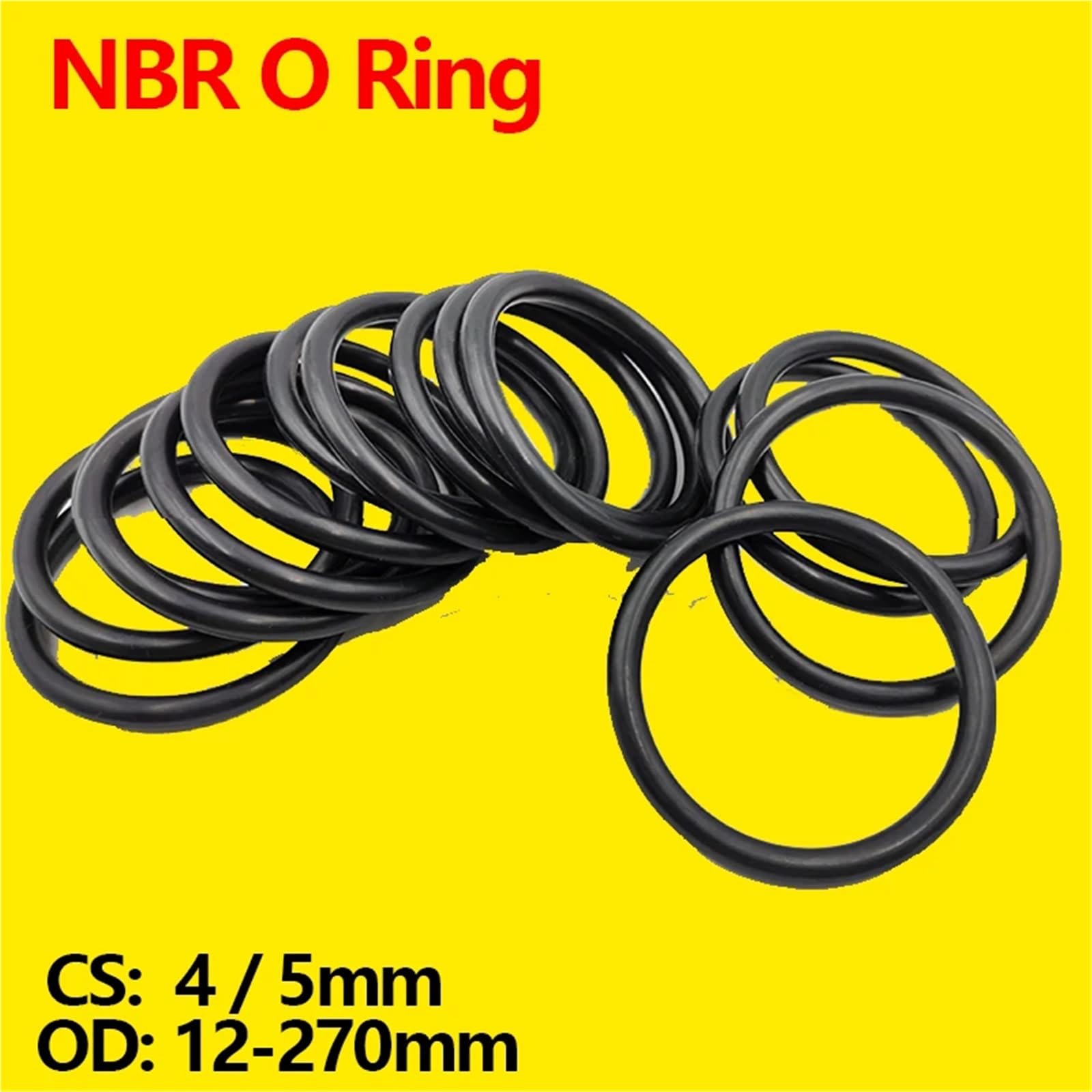 1 Uds 4mm 5mm OD 12mm - 270mm caucho de nitrilo butadieno NBR anillo de sellado reparación esqueleto junta de sellado de aceite O arandela de sellado de anillo(OD 42mm (10Pcs),4mm)