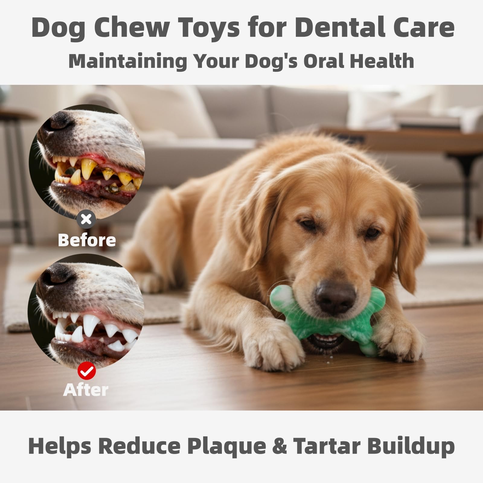 Paquete de 2 juguetes indestructibles para perros masticadores agresivos, huesos de nailon resistentes con sabor a tocino para perros medianos y grandes (2 unidades, tocino, verde)