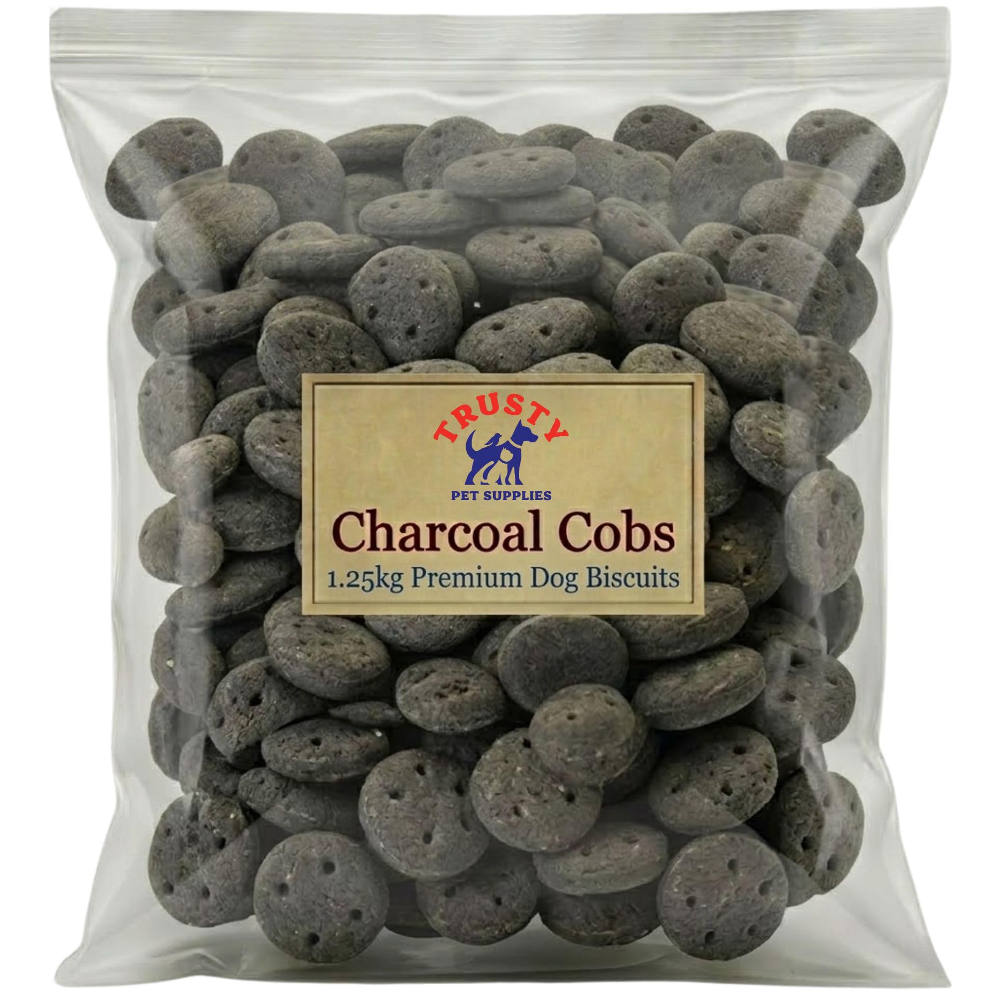 Charcoal Dog Biscuits Cobs 1.25kg | Helps Support Digestion, Reduce Wind & Plaque | Dog Treats & Dog Biscuits | Dog Charcoal Biscuits Training Treats | Small Dog Treats | Trusty Pet Supplies