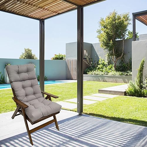 Miniatura 6 de BOOMSHY Cojín para silla mecedora con almohada para el cuello, 51 pulgadas de grosor, cómodo cojín de tumbona para exteriores con lazos para jardín