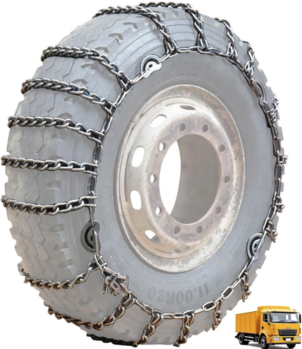 Tire Traction-Set of 2 Snow Chains for Semi Trucks Snow Chains for Car Tires Universal Metal Tire Chains for SUV Trucks Pickup Trucks Van Trucks ATV Light Truck 9mm 12R22.5 9mm 12.00-20