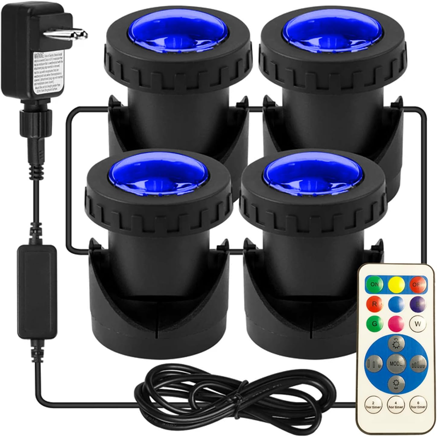 Luci Subacquee Piscina RGB NATPOW 4 In 1 - 16 Colori, Telecomando Bluetooth, IP68, 7.6m Cavo - Foto 7