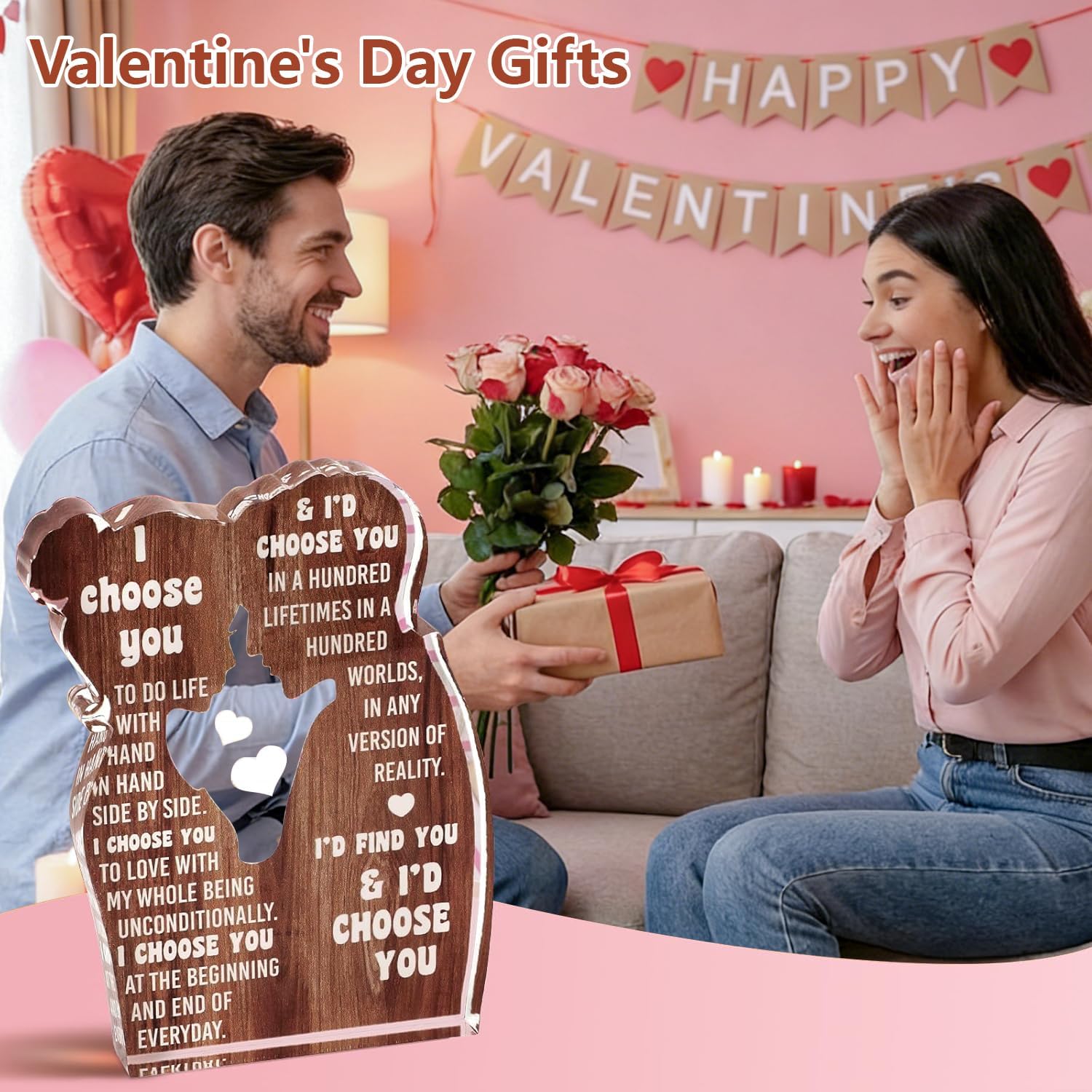 MAMAGIFTREE Valentines Day Gifts for Him Her Boyfriend Girlfriend Valentines Gifts for Wife Husband I Love You Birthday Gift to My Love Anniversary Wedding Gift for Couple Acrylic Sign Desk Decor - Image 2