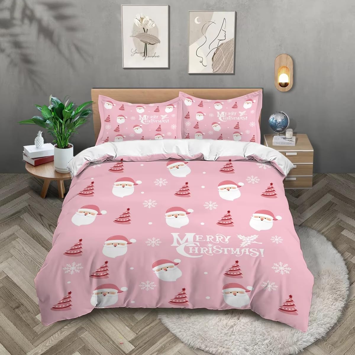 Housse de couette 260x240 Rose de Noël, le cadeau idéal pour décorer la chambre d'enfant