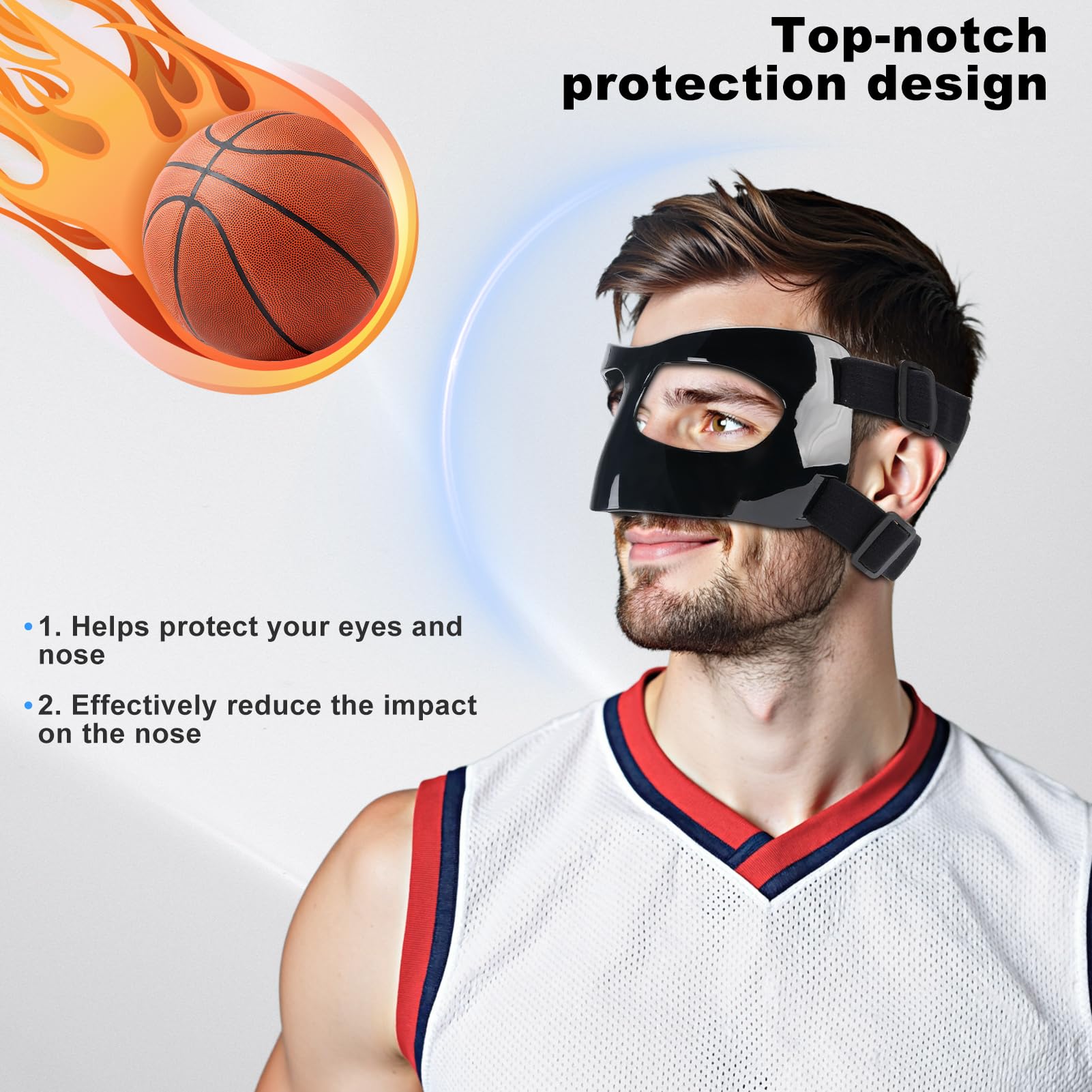 Nasenschutz für gebrochene Nase, Verstellbarer Basketball-Gesichtsschutz, Nasenschutz für Erwachsene und Jugendliche, geeignet für Fußball, Volleyball, Baseball, Sport, Training