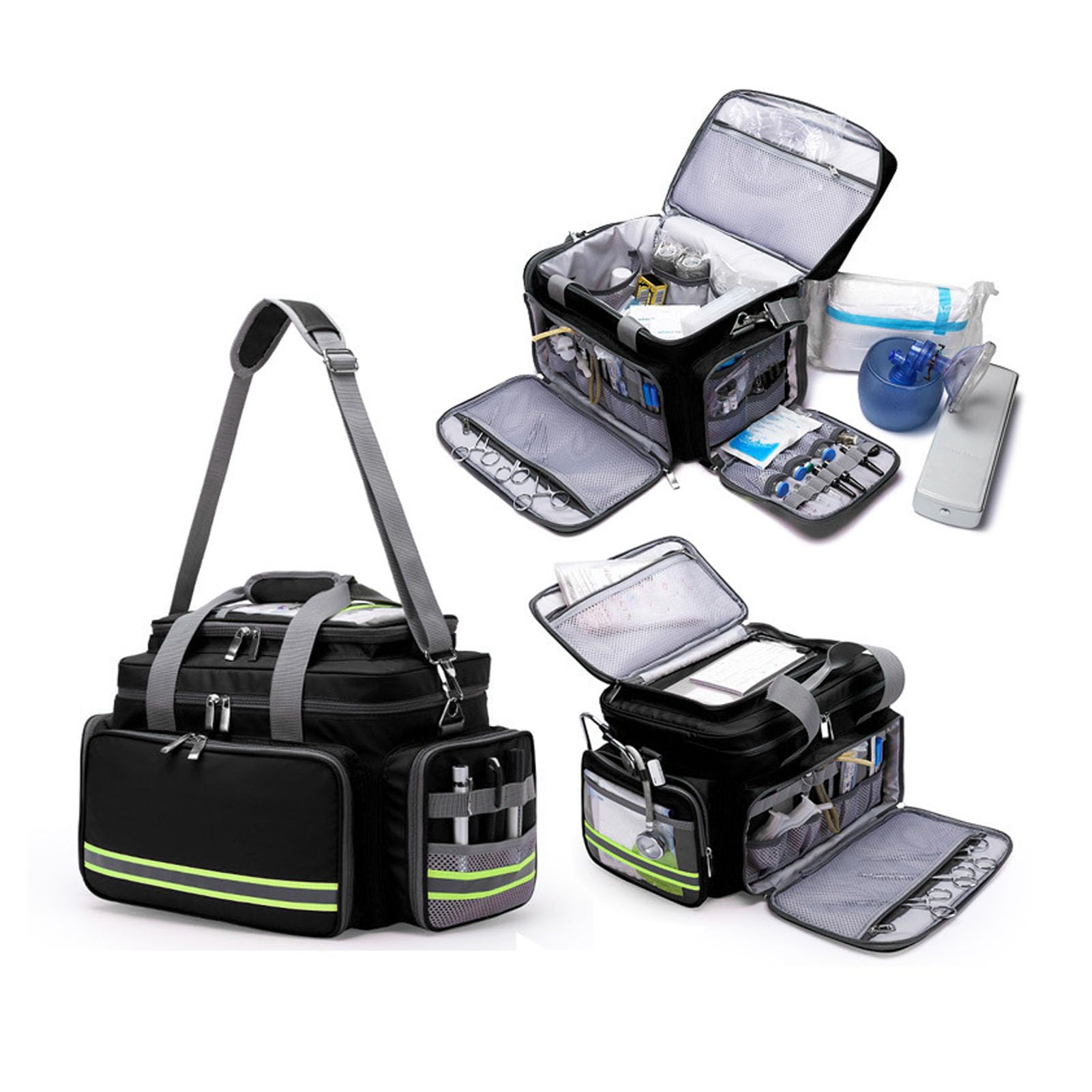 Bolsa de Primeros Auxilios, Bolso de Medicamentos de Emergencia Rescate de Viaje Vacío Bolsa de Respondedor, de Emergencia de Tela de Oxford a Prueba de lluvia. (Negro)