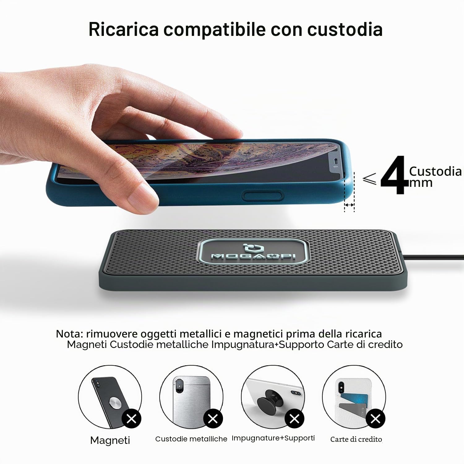 Pad di ricarica wireless per auto, caricabatterie wireless tipo C da 15 W, PD20W caricabatterie rapido per auto compatibile con iPhone 17 Pro Max/16/15 Plus/14/13/12/11 Samsung
