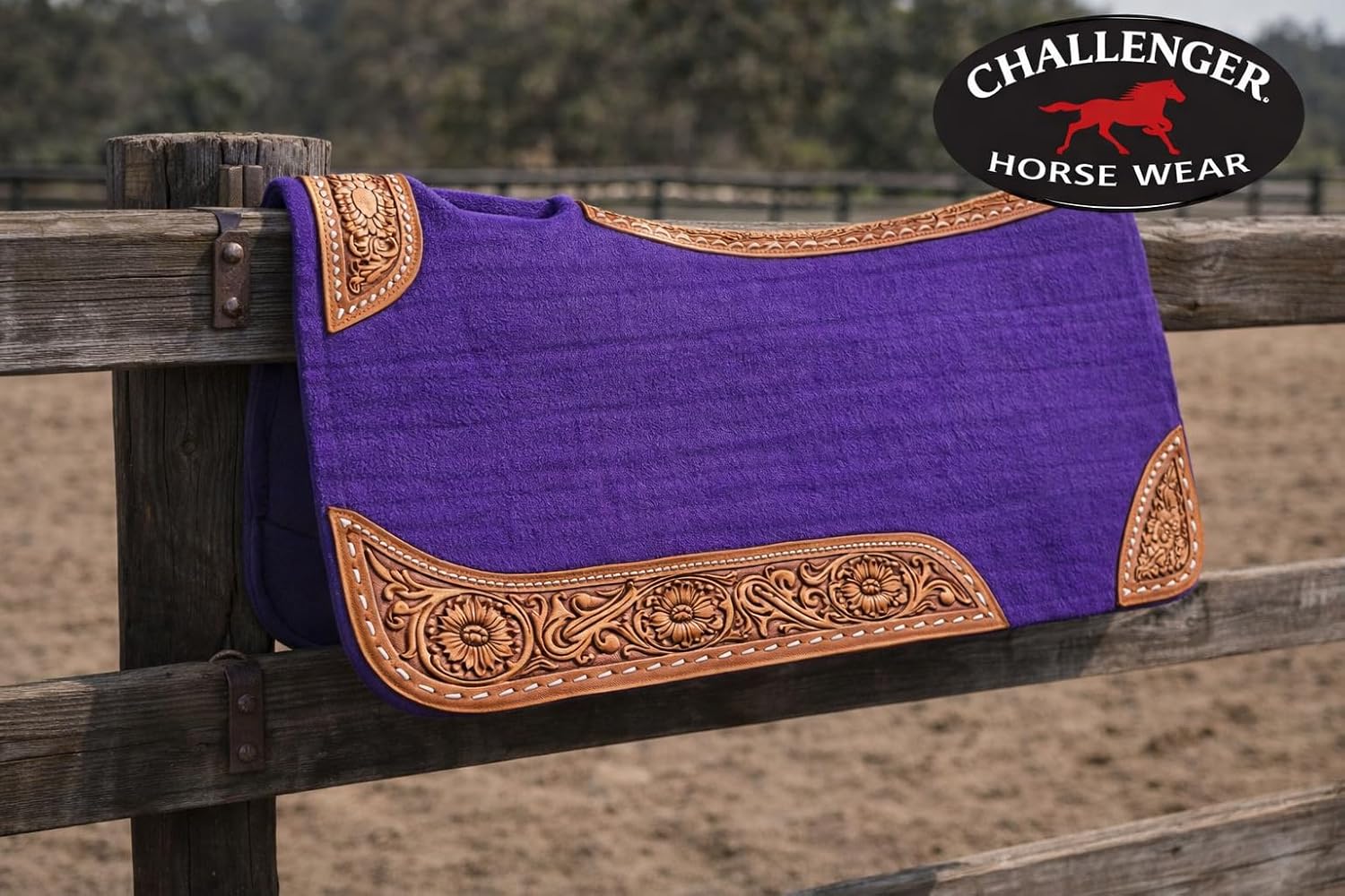 CHALLENGER 32x30 Horse Saddle PAD Western Contoured Wool Felt Moisture Wicking Brown 39209