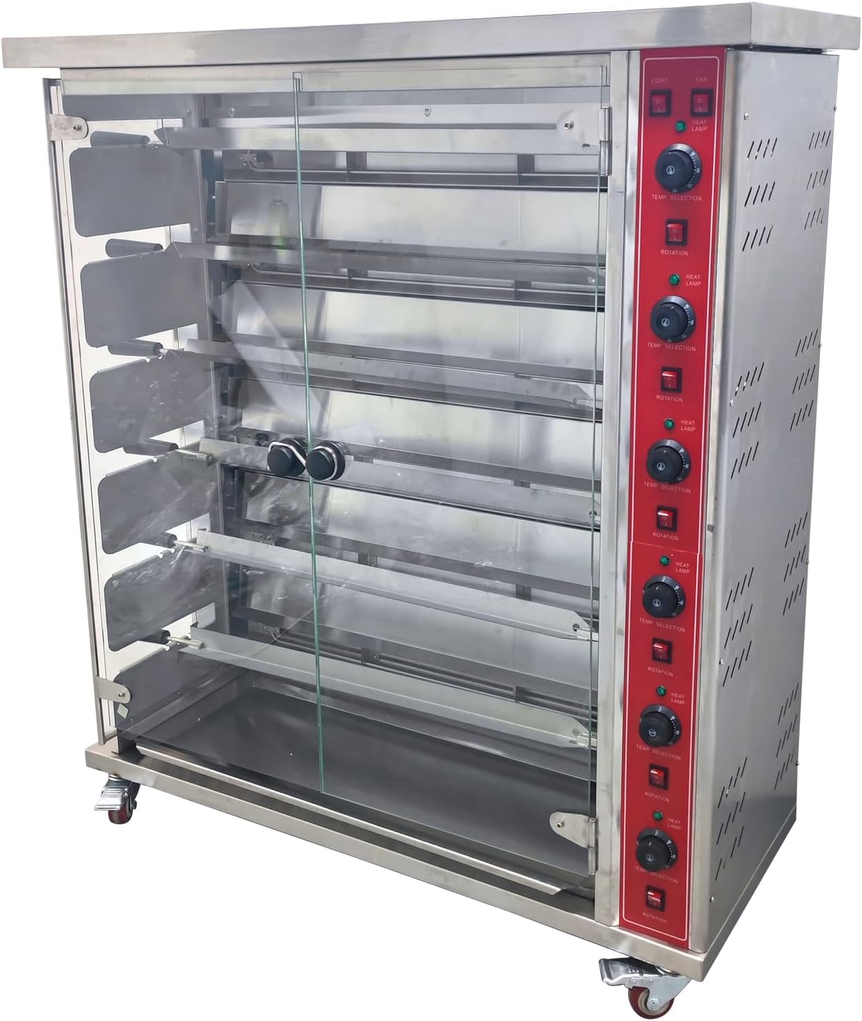 Electric Rotisserie Oven 6-Roll Commercial Automatic Rotary Roaster Oven Stainless Steel Rotary Chicken Roaster Machine Chicken Rotisserie Machine, 220V