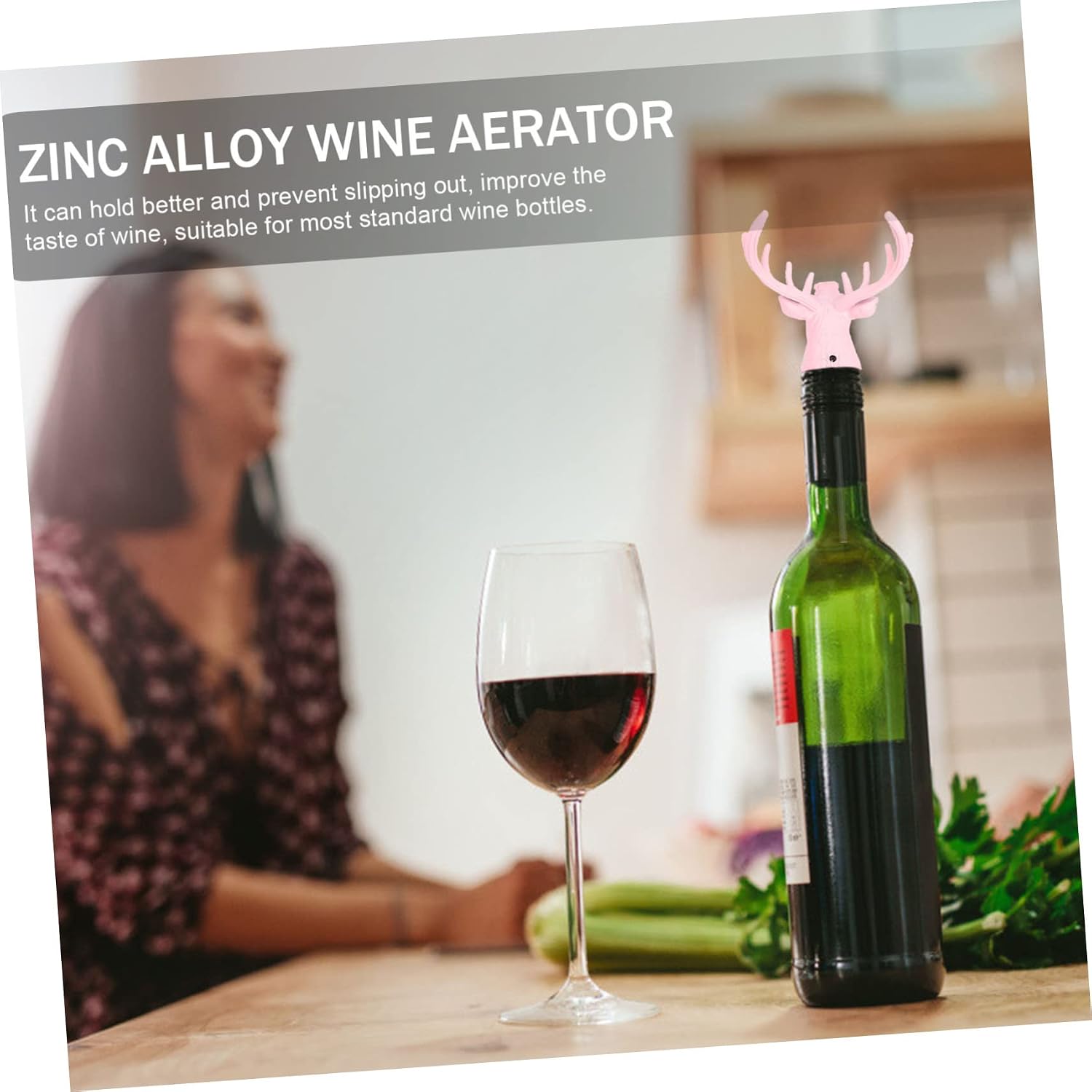 Unomor 2pcs Zinc Alloy Wine Aerators Creative Animal Head Wine Pourer Practical and Chic Random Color