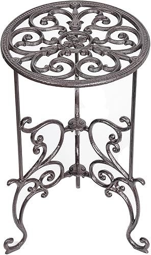 Sungmor Soporte para plantas en maceta de hierro fundido resistente, estante de metal de 1 nivel de 19.3 pulgadas, soporte decorativo para macetas, disponible en Yaxa Colombia