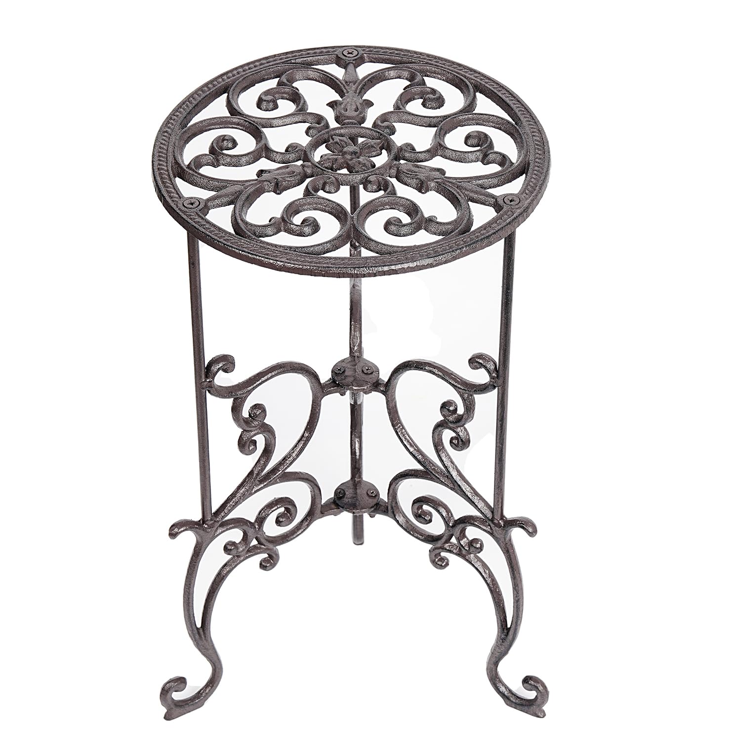 Sungmor Heavy Duty Cast Iron Potted Plant Stand,19.3-Inch 1 Tier Metal Planter Rack,Decorative Flower Pot Holder,Vintage & Rustic Style Indoor Outdoor Garden Pots Container Supports