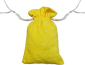 Khooti Molfino Gift Pouch/Jewellery Pouch Potli Bag, 4x4 Inches (Yellow)(Pack of 5)