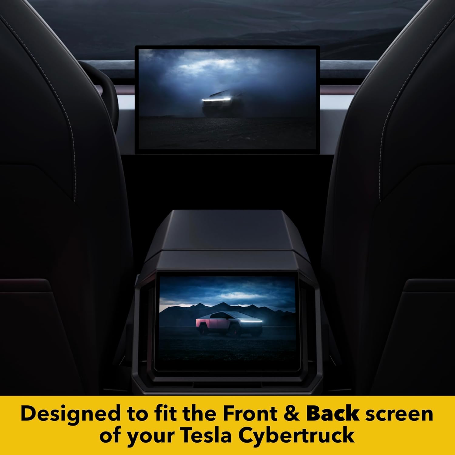 TWRAPS Screen Protectors for Tesla Cybertruck 2024 2025 2026 Matte Anti Glare, 18.5" Front/Main & 9.4" Back/Rear, 9H PET Ultra Tough Shockproof Display Guard, Set of 2 Cyber Truck Accessories
