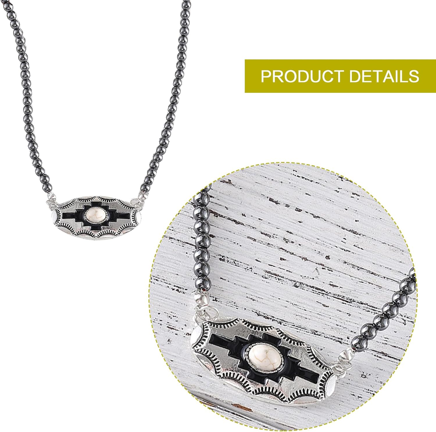 Western Navajo Necklace for Women,Boho Cowboy Cowgirl Turquoise Beaded Necklaces Bohemia Navajo Pearls Jewelry Accessories Country Concert Outfits - Image 3