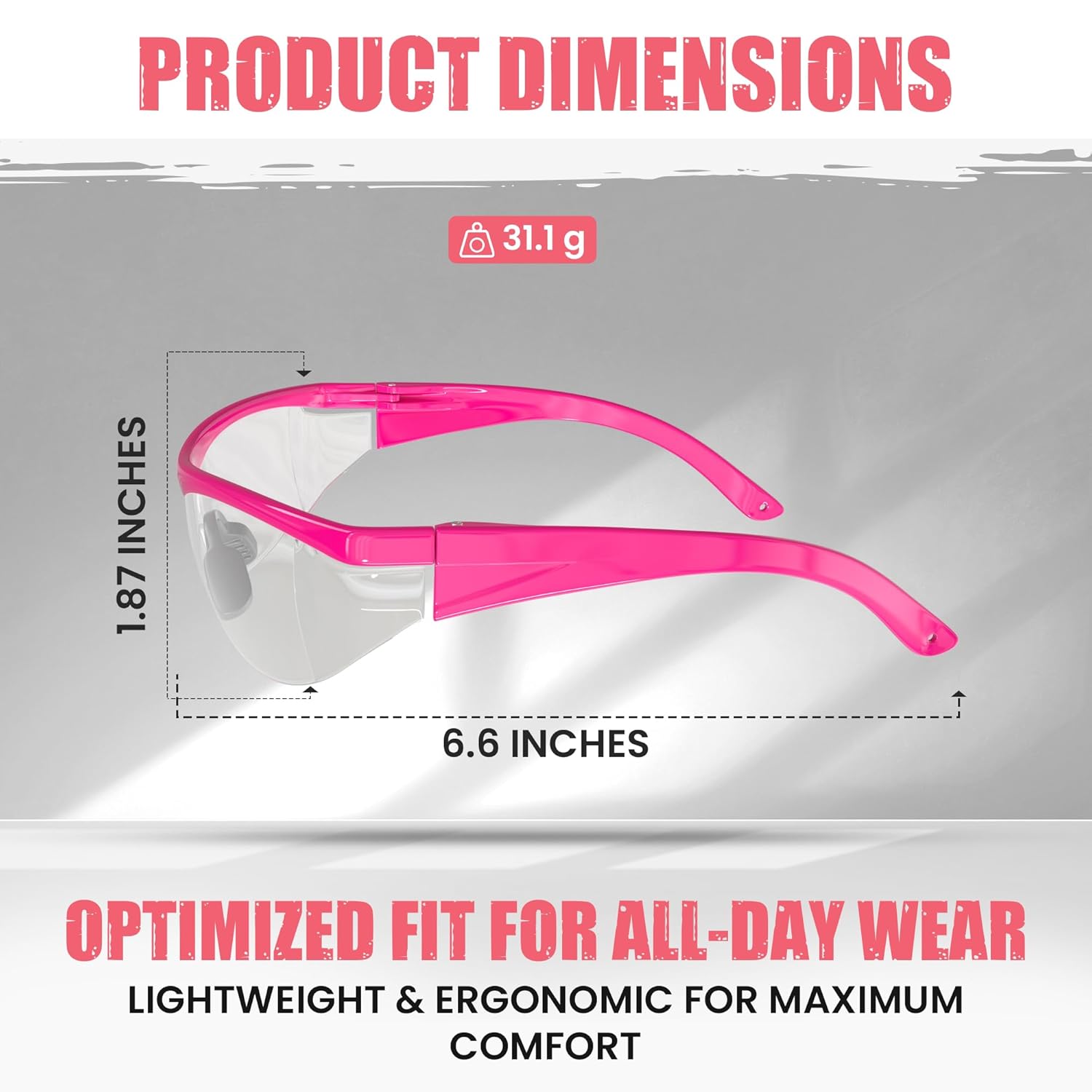 Navigator Safety Glasses for Men & Women | ANSI Z87.1+ CE EN166, Anti-Scratch, UV Protective Eyewear & Clear Eye Protection Glasses with Navigator | Reader Safety Work Glasses | Pink - Clear - 12Pack